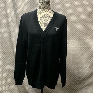 Tesla Mens Black Cardigan Long Sleeve Sweater Size Small